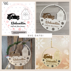 SVG Laser Datei Kranz Türkranz Weihnachten heisst nach Hause kommen...