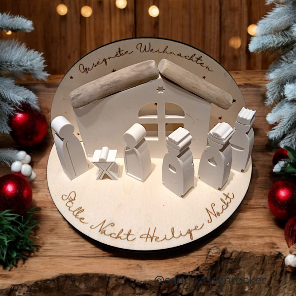 3mm und 4mm Teller für Krippe Dekoteller Ständer Minikrippe SVG Laser Datei Weihnachten Heilige Nacht – Bild 29