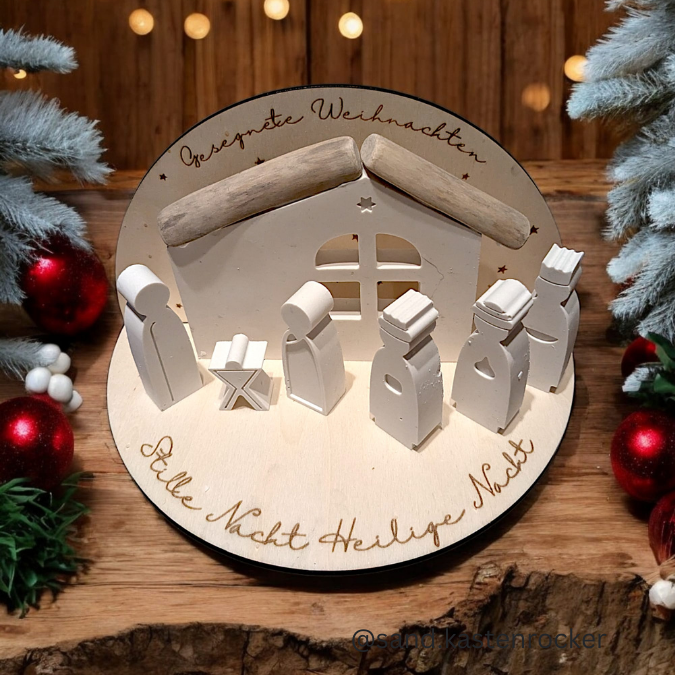 3mm und 4mm Teller für Krippe Dekoteller Ständer Minikrippe SVG Laser Datei Weihnachten Heilige Nacht – Bild 25