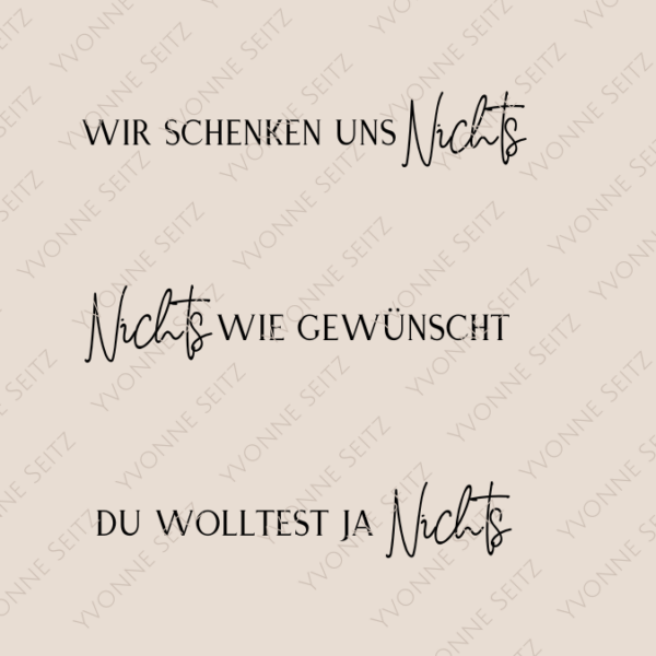 SVG Laser Datei NICHTS wir schenken uns nichts NIX