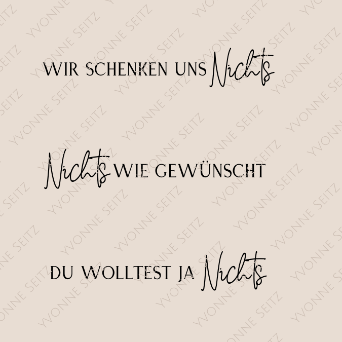 SVG Laser Datei NICHTS wir schenken uns nichts NIX