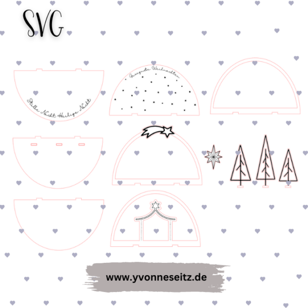 3mm und 4mm Teller für Krippe Dekoteller Ständer Minikrippe SVG Laser Datei Weihnachten Heilige Nacht – Bild 2