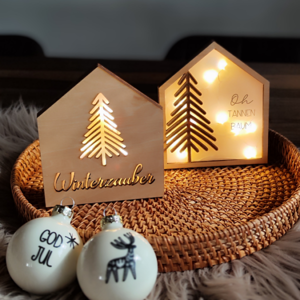 Weihnachten Winter Lichthaus Lichthäuser für Transparentpapier inkl PDF zum ausdrucken Laserdatei SVG Laser Datei – Bild 6