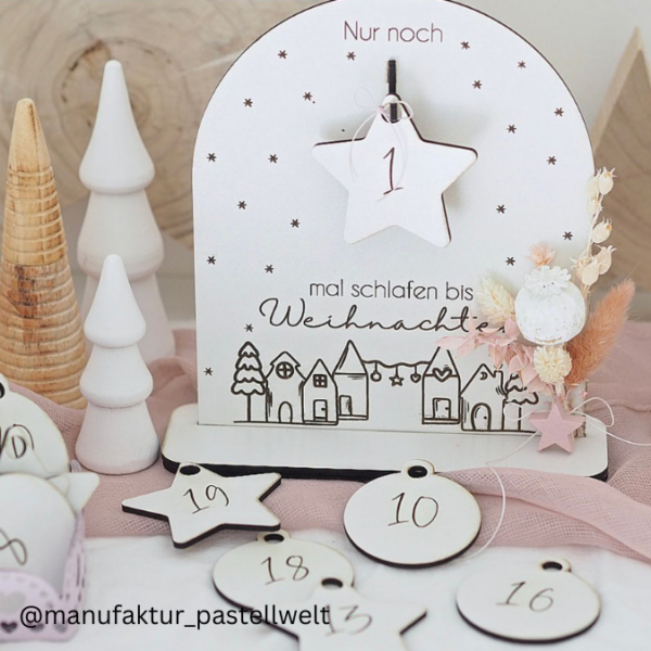 3 Designs SVG Laser Datei Weihnachten Countdown Weihnachtscountdown Weihnachtstafel 3mm Nussknacker Ballerina Skandi russische Weihnacht – Bild 13