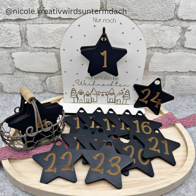 SVG Laser Datei Weihnachten 3 Designs Countdown Weihnachtscountdown Weihnachtstafel 3mm Nussknacker Ballerina Skandi russische Weihnacht – Bild 13
