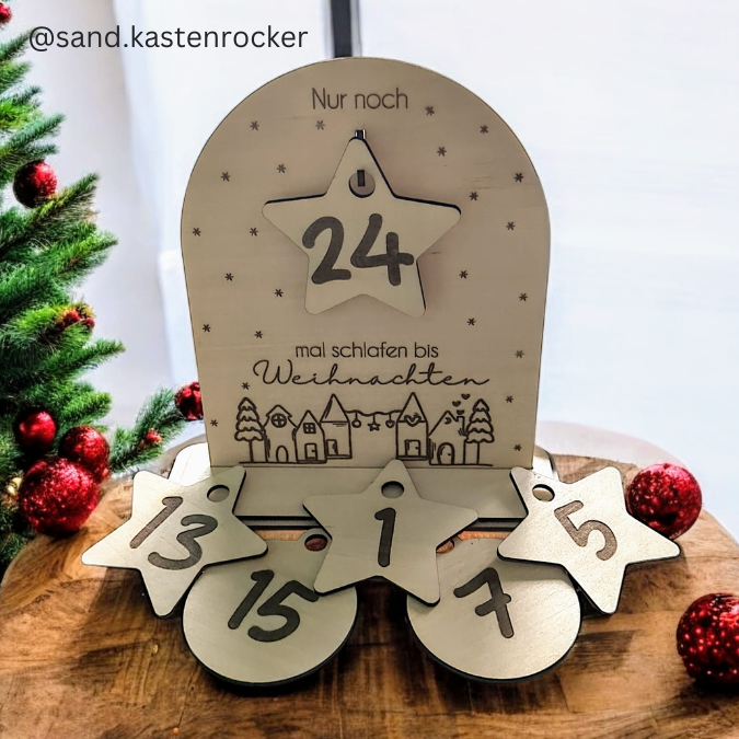 SVG Laser Datei Weihnachten 3 Designs Countdown Weihnachtscountdown Weihnachtstafel 3mm Nussknacker Ballerina Skandi russische Weihnacht – Bild 15