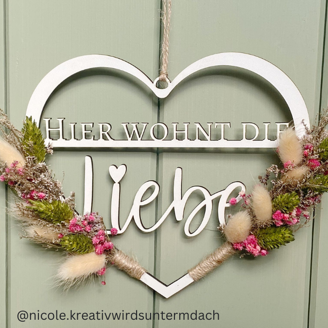 SVG Laser Datei Kranz Hier wohnt die Liebe Herzkranz Türkranz Hoop Loop Laserdatei SVG Datei – Bild 4