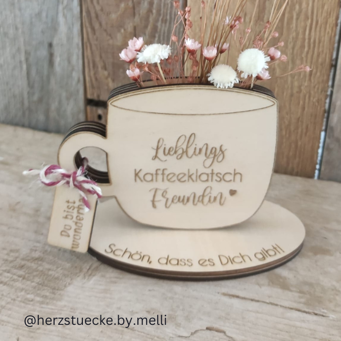 3mm Kaffeetasse mit vielen Designs Geschenkidee Geldgeschenk Gutschein Kaffeeliebe Pudding SVG Laser Datei Kaffeekränzchen beste Freundin – Bild 6