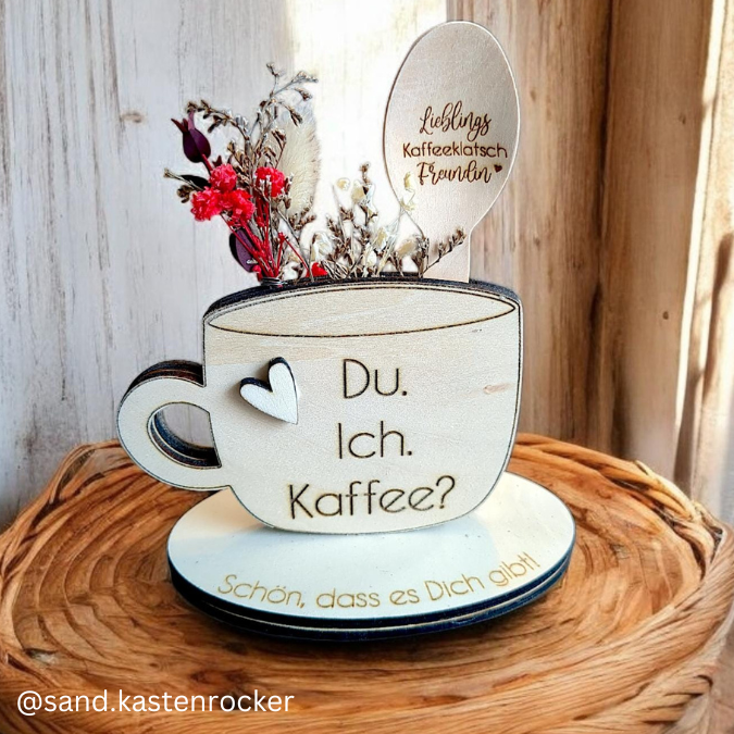 3mm Kaffeetasse mit vielen Designs Geschenkidee Geldgeschenk Gutschein Kaffeeliebe Pudding SVG Laser Datei Kaffeekränzchen beste Freundin – Bild 8