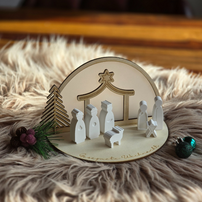 3mm und 4mm Teller für Krippe Dekoteller Ständer Minikrippe SVG Laser Datei Weihnachten Heilige Nacht – Bild 8
