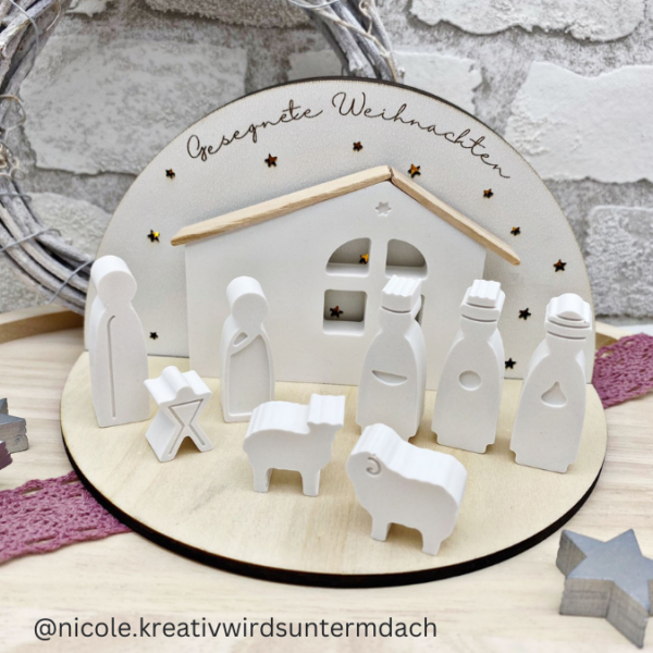 3mm und 4mm Teller für Krippe Dekoteller Ständer Minikrippe SVG Laser Datei Weihnachten Heilige Nacht – Bild 19