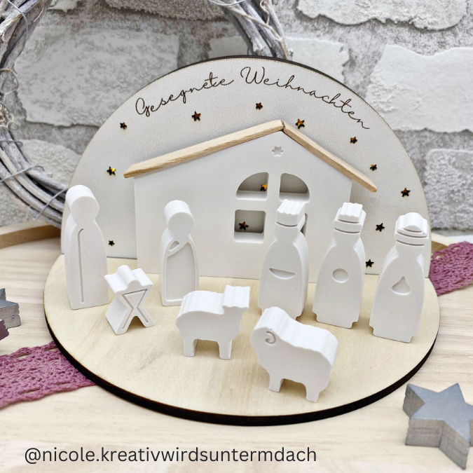 3mm und 4mm Teller für Krippe Dekoteller Ständer Minikrippe SVG Laser Datei Weihnachten Heilige Nacht – Bild 15