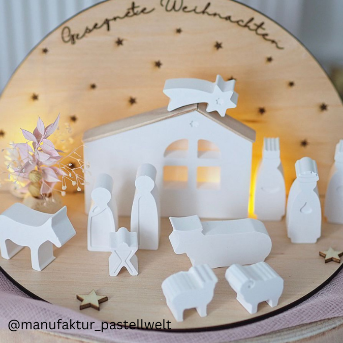 3mm und 4mm Teller für Krippe Dekoteller Ständer Minikrippe SVG Laser Datei Weihnachten Heilige Nacht – Bild 17