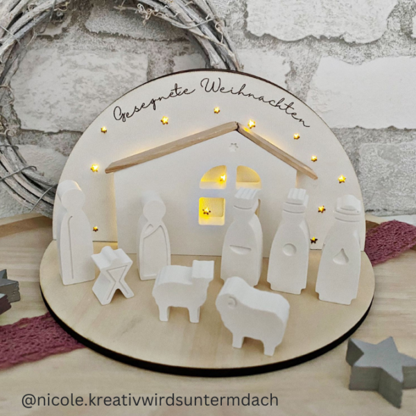 3mm und 4mm Teller für Krippe Dekoteller Ständer Minikrippe SVG Laser Datei Weihnachten Heilige Nacht – Bild 23