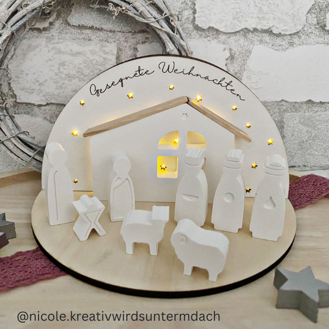 3mm und 4mm Teller für Krippe Dekoteller Ständer Minikrippe SVG Laser Datei Weihnachten Heilige Nacht – Bild 19