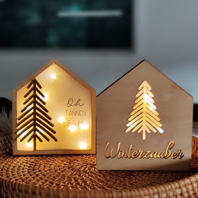 Weihnachten Winter Lichthaus Lichthäuser für Transparentpapier inkl PDF zum ausdrucken Laserdatei SVG Laser Datei – Bild 15