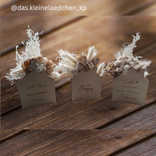 SVG Laser Datei Haus zum Einzug Gutscheinverpackung Geldgeschenk Gutscheine Trockenblumen – Bild 9