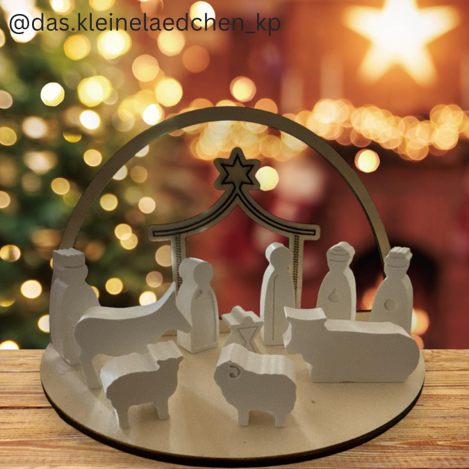 3mm und 4mm Teller für Krippe Dekoteller Ständer Minikrippe SVG Laser Datei Weihnachten Heilige Nacht – Bild 13