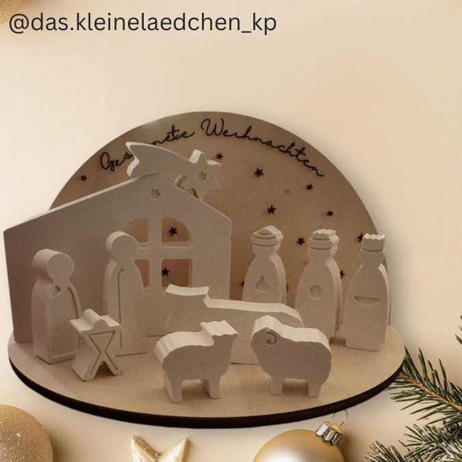 3mm und 4mm Teller für Krippe Dekoteller Ständer Minikrippe SVG Laser Datei Weihnachten Heilige Nacht – Bild 26