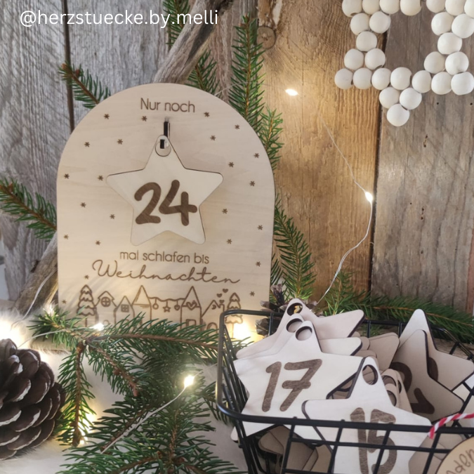 SVG Laser Datei Weihnachten 3 Designs Countdown Weihnachtscountdown Weihnachtstafel 3mm Nussknacker Ballerina Skandi russische Weihnacht – Bild 16
