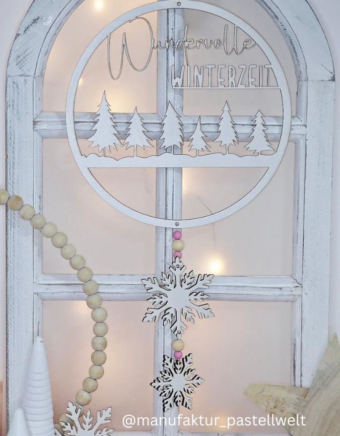 SVG Laser Datei Kranz Wundervolle Winterzeit inkl Schneeflocken Laserdatei – Bild 3