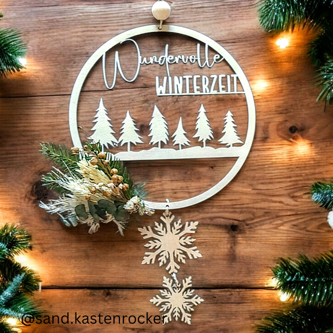 SVG Laser Datei Kranz Wundervolle Winterzeit inkl Schneeflocken Laserdatei – Bild 5