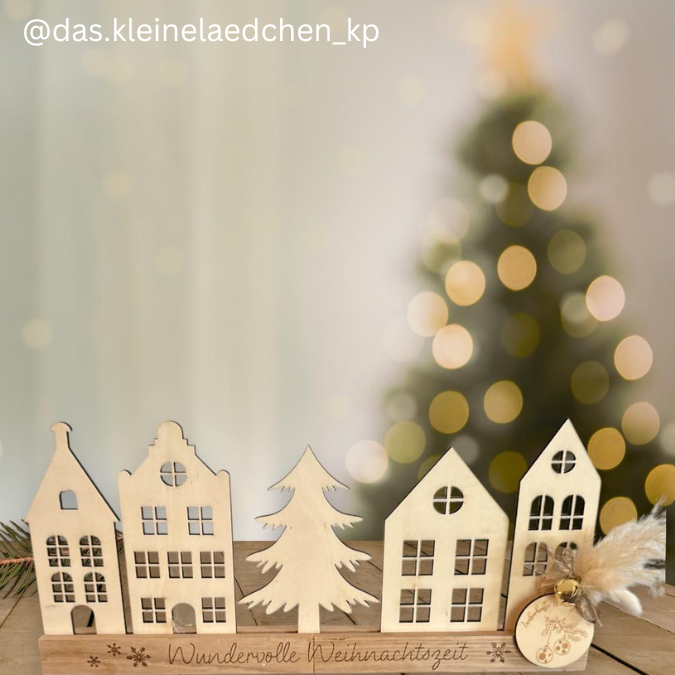SVG Laser Datei Winter Weihnachtshäuser Winterstadt für Klötzchen Häuser – Bild 11