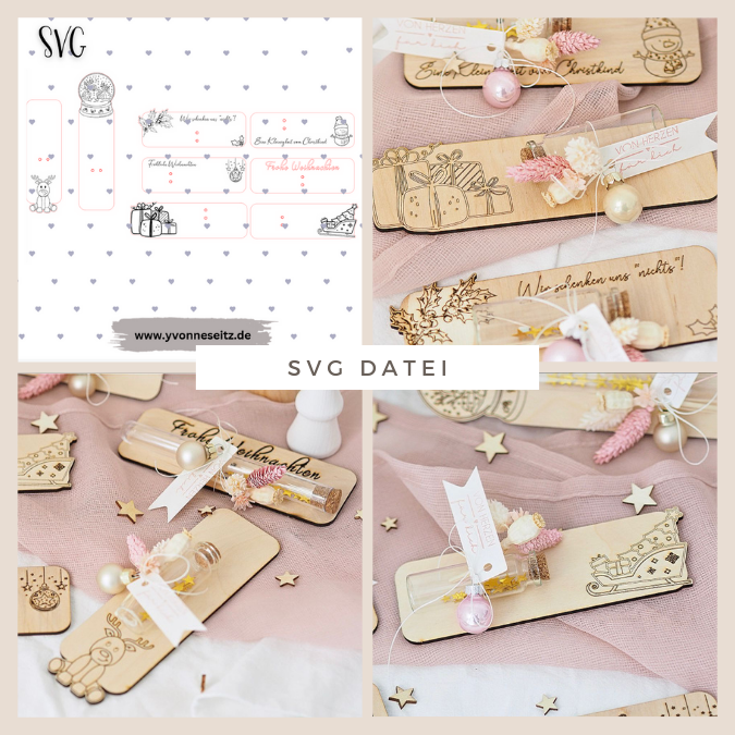 SVG Laser Datei Wunscherfüller Geldgeschenk Weihnachten 8 Designs