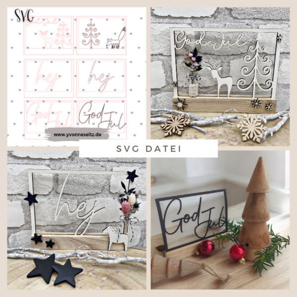 SVG Laser Datei Winter Weihnachten Skandi Scandi Rahmen für Klötzchen Klötzchenrahmen