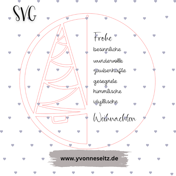 SVG Laser Datei Kranz Friedliche, besinnliche... Weihnachten Laserdatei – Bild 2