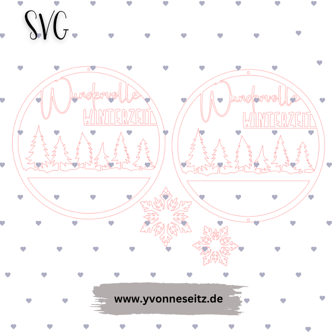 SVG Laser Datei Kranz Wundervolle Winterzeit inkl Schneeflocken Laserdatei – Bild 2