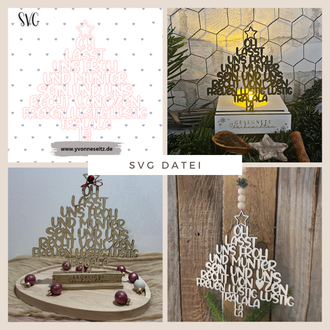 SVG Laser Datei Winter Weihnachten Lasst uns froh und munter sein TEXT QUOTE Wanddeko