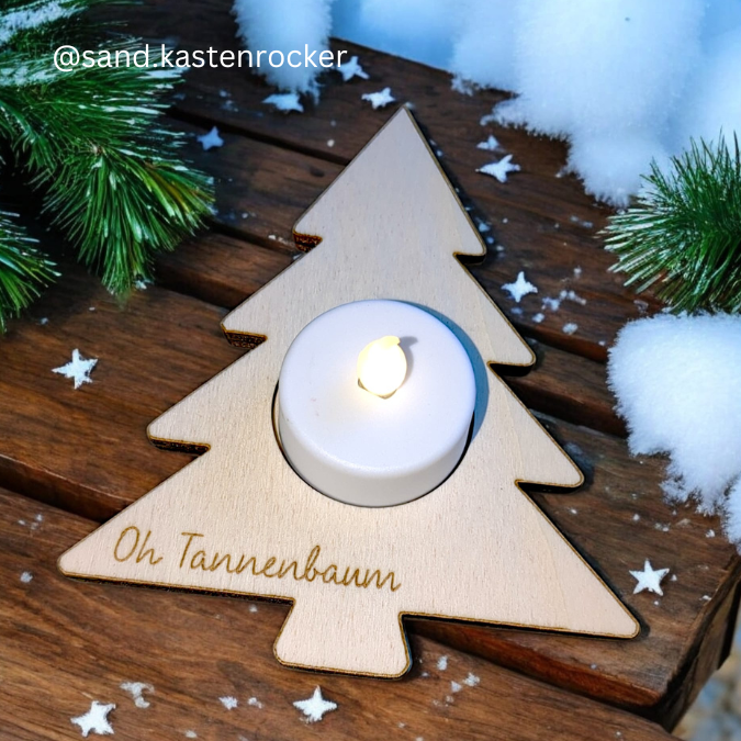 SVG Laser Datei Winter Weihnachten Teelichthalter Tannenbaum Teelicht Tanne – Bild 6