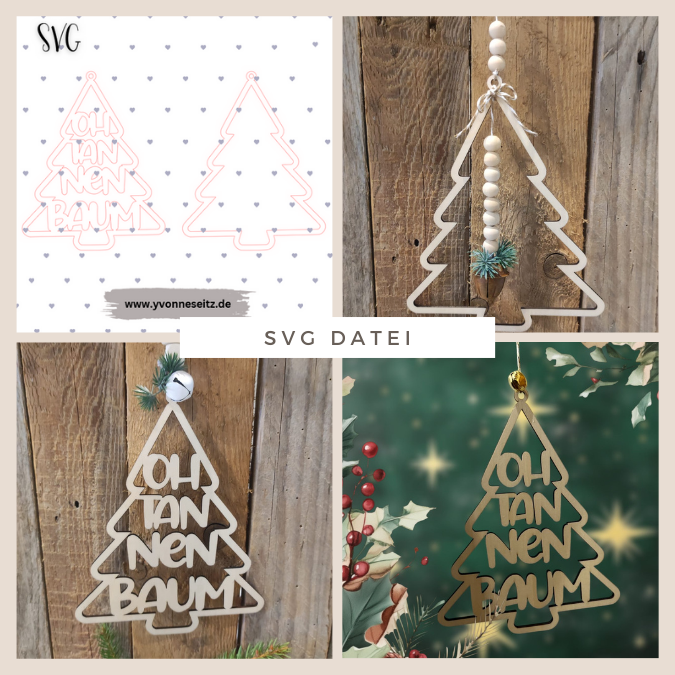 SVG Laser Datei Kranz Kränze Oh Tannenbaum Laserdatei