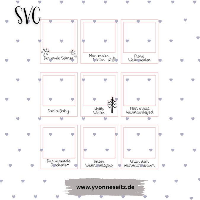 SVG Laserdatei 9 Designs Retro rahmen Bilderrahmen Fotoaccesoire Baby Meilenstein Weihnachten mein 1. Weihnachten SVG Datei Vintage – Bild 2