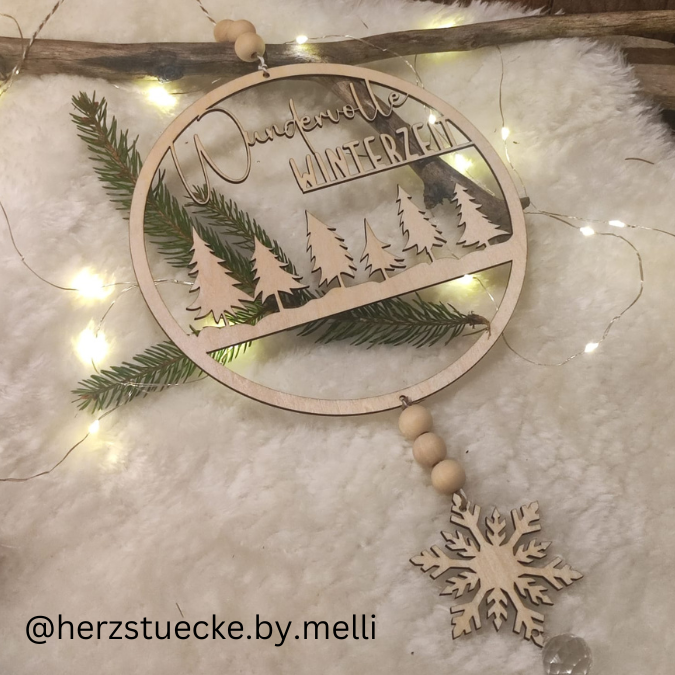 SVG Laser Datei Kranz Wundervolle Winterzeit inkl Schneeflocken Laserdatei – Bild 6