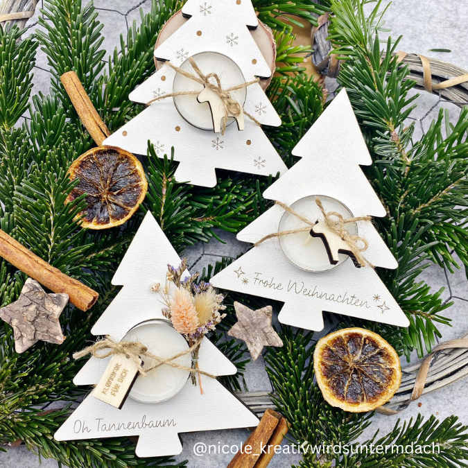 SVG Laser Datei Winter Weihnachten Teelichthalter Tannenbaum Teelicht Tanne – Bild 9
