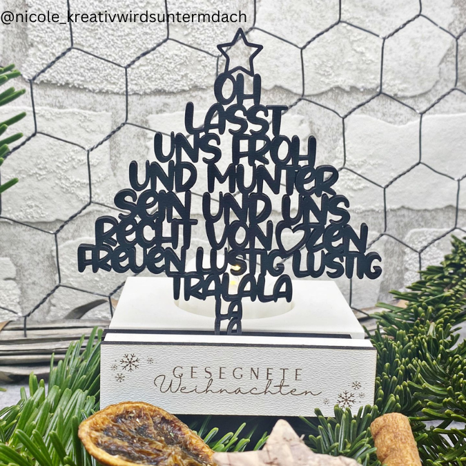 SVG Laser Datei Winter Weihnachten Lasst uns froh und munter sein TEXT QUOTE Wanddeko – Bild 5