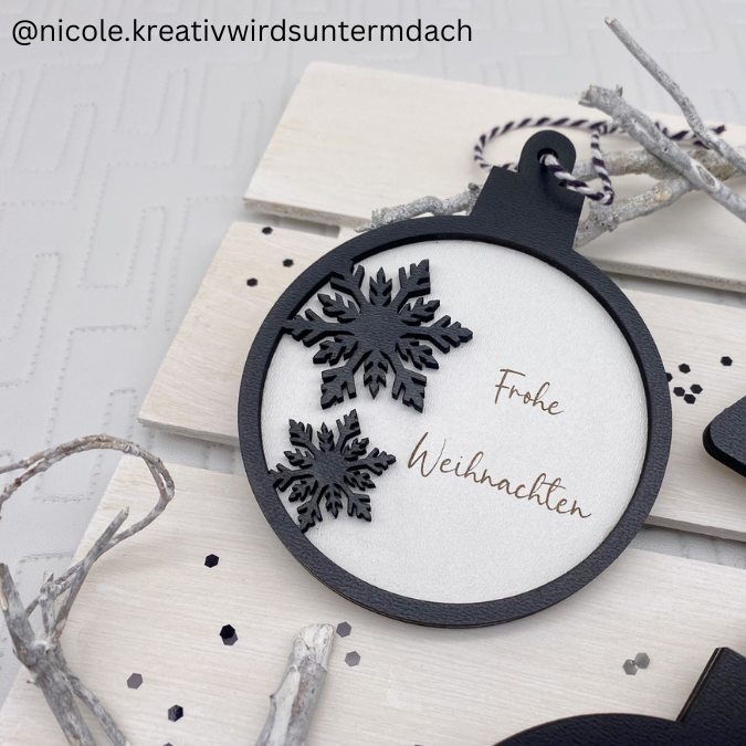 SVG Laser Datei Baumanhänger Aufhänger Anhänger Weihnachten Christbaum personalisierbar 4er – Bild 12