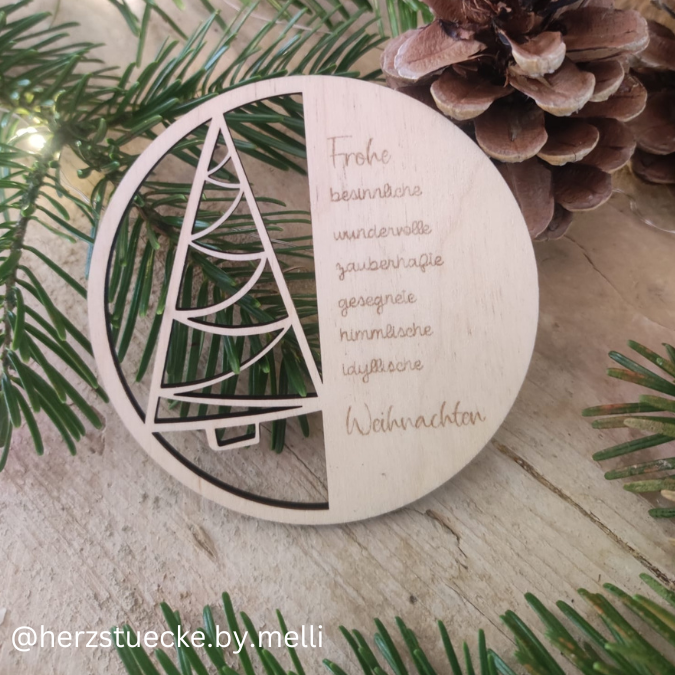 SVG Laser Datei Kranz Friedliche, besinnliche... Weihnachten Laserdatei – Bild 5