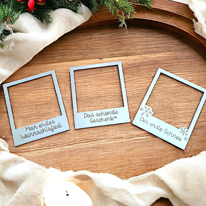 SVG Laserdatei 9 Designs Retro rahmen Bilderrahmen Fotoaccesoire Baby Meilenstein Weihnachten mein 1. Weihnachten SVG Datei Vintage – Bild 6