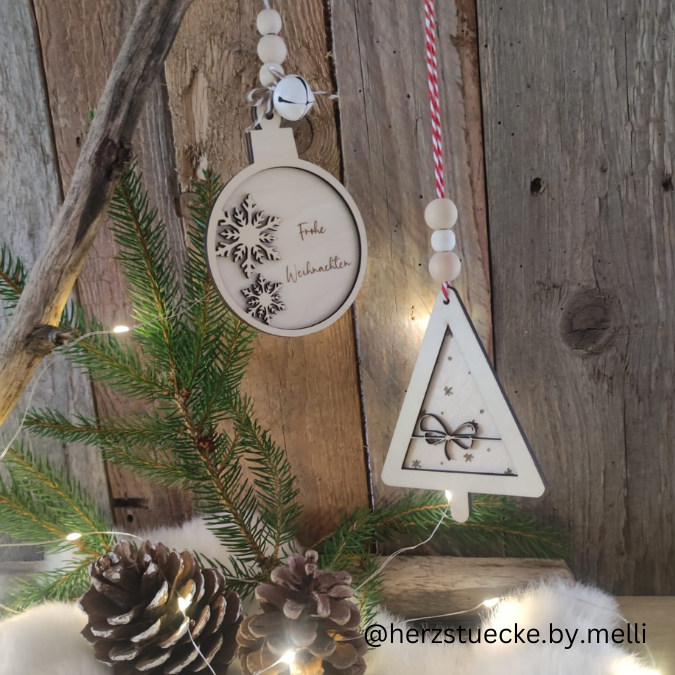 SVG Laser Datei Baumanhänger Aufhänger Anhänger Weihnachten Christbaum personalisierbar 4er – Bild 10