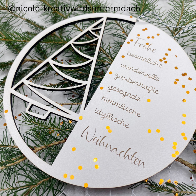 SVG Laser Datei Kranz Friedliche, besinnliche... Weihnachten Laserdatei – Bild 3