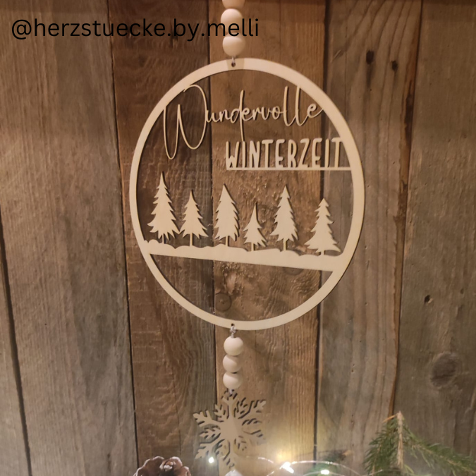 SVG Laser Datei Kranz Wundervolle Winterzeit inkl Schneeflocken Laserdatei – Bild 8