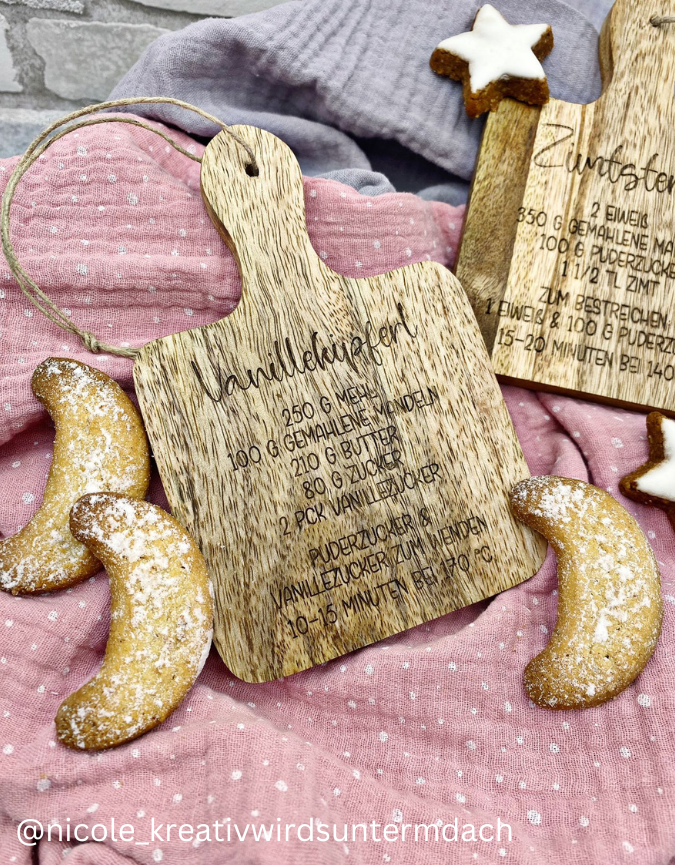 SVG Laser Datei Plätzchen Rezepte Vanillekipferl und Zimtsterne – Bild 6