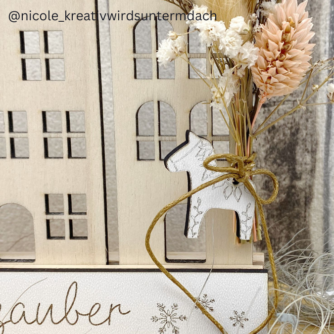 SVG Laser Datei Winter Weihnachtshäuser Winterstadt für Klötzchen Häuser – Bild 7