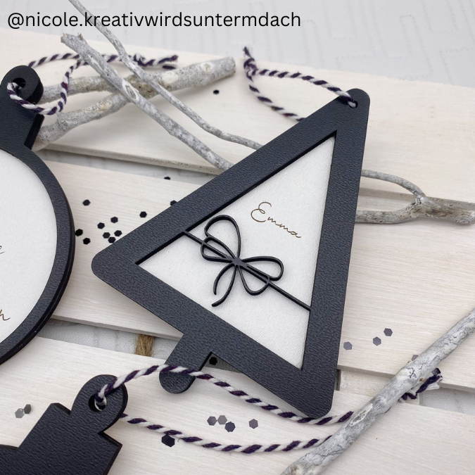 SVG Laser Datei Baumanhänger Aufhänger Anhänger Weihnachten Christbaum personalisierbar 4er – Bild 11