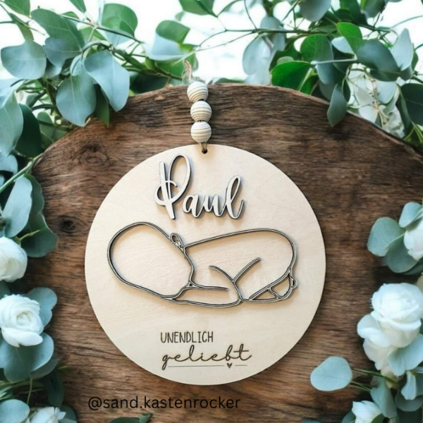 SVG Laser Datei Holzscheibe Baby 3D Effekt Unendlich geliebt Cut Geburt Geschenkidee Laserdatei SVG Datei – Bild 3