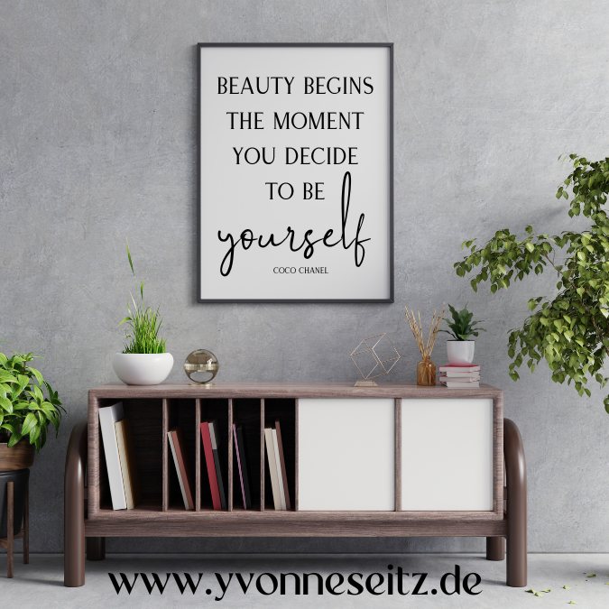 PRINT DRUCKVORLAGE PDF A4 POSTER - Coco Chanel Beauty beginns the moment you decide to be yourself - Printable PDF-Datei zum selber drucken – Bild 2