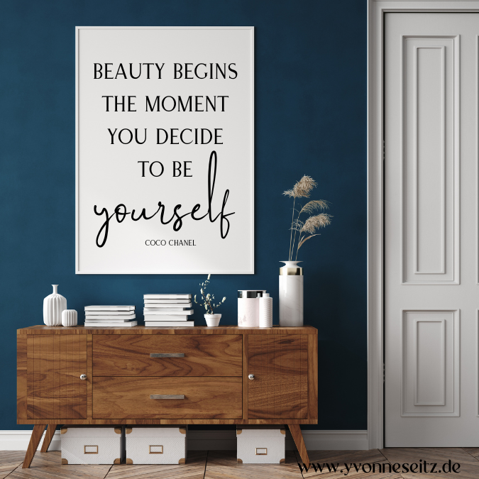 PRINT DRUCKVORLAGE PDF A4 POSTER - Coco Chanel Beauty beginns the moment you decide to be yourself - Printable PDF-Datei zum selber drucken – Bild 3